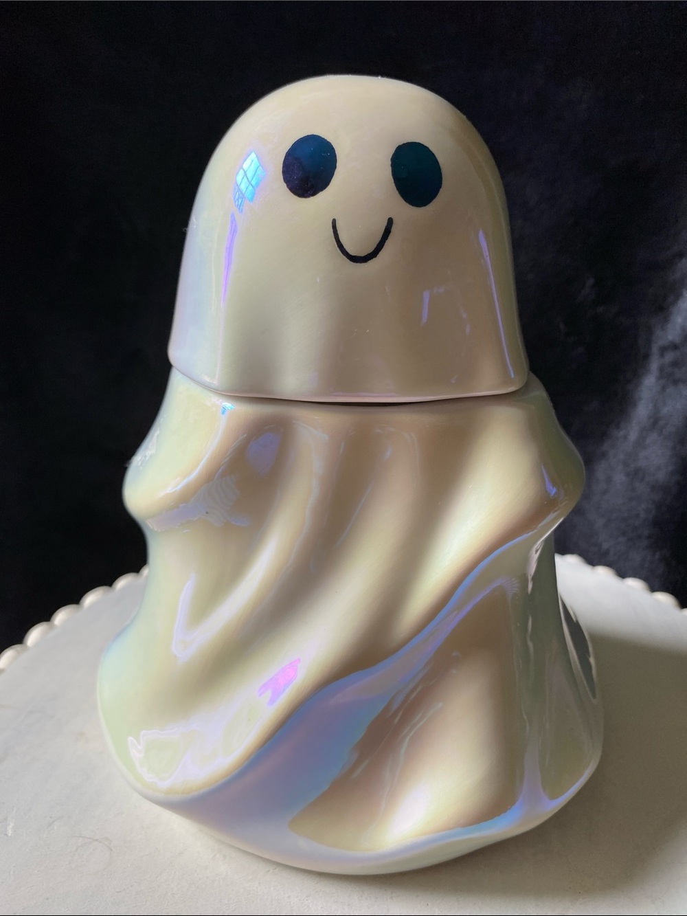 Iridescent Ceramic Halloween Ghost Trinket Jar in from Target - Collectable 2024
